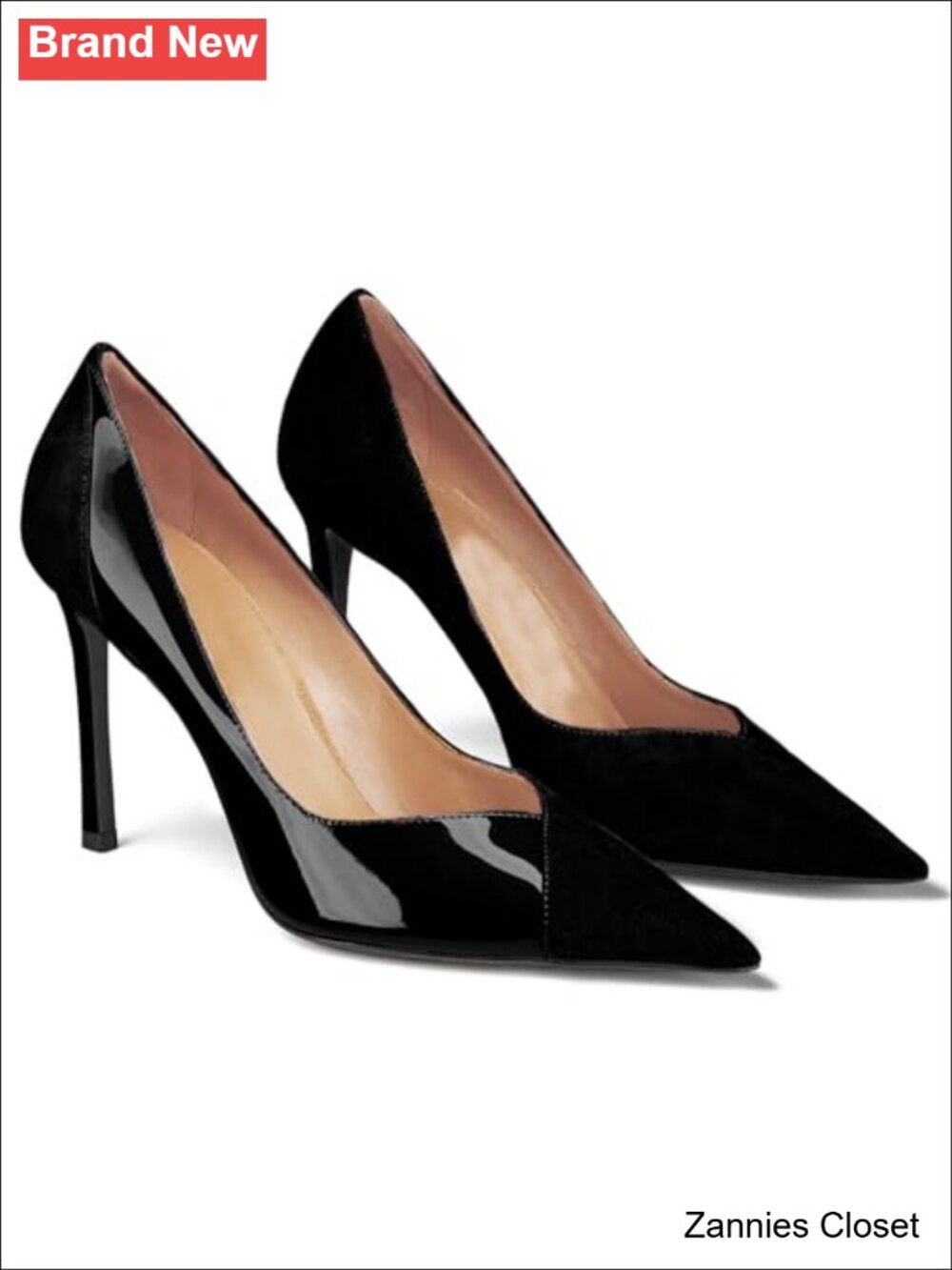 ✨Coutgo Womens Pointed Toe High Heels Pumps Patent Suede Stiletto Slip On